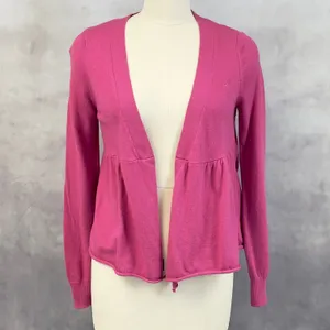 Aerie Cardigan Sweater Womens Large Pink Peplum Open‎ Front Girly Coquette Girly thumbnail 13