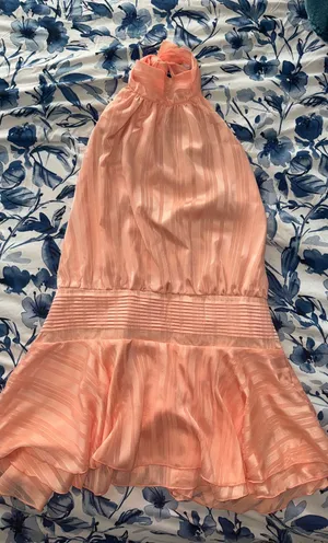 Boutique High Neck Halter Dress with Ruffle Hem thumbnail 1