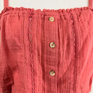 VTG.‎ Abercrombie & Fitch Womens Medium Rust Gauze Eyelet Lace Crop Cami NEW thumbnail 4