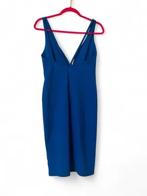 Solemio Los Angeles Deep V-Neck Bodycon Midi Dress thumbnail 3