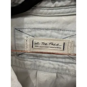 Free People Women Jacket Small White We The Free Cropped Raw Hem Cotton Linen thumbnail 4