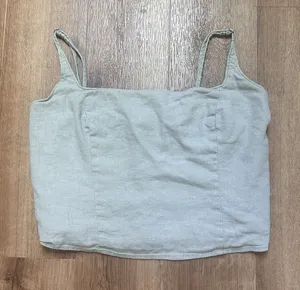 Abercrombie & Fitch Women's‎ Linen Blend Cropped Tank Size M Sage Green thumbnail 1