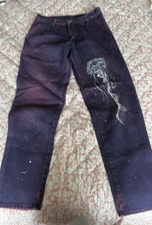 Hand painted jeans Purple Size 2 thumbnail 1