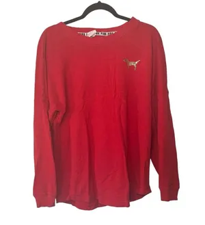 PINK - Victoria's Secret VS Pink Red Fair Isle Sequin Varsity Crew thumbnail 2