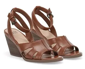 Frye and Co. Women's Brown Gelsey Heeled Open Toe Sandals Size 6.5 Vegan Leather thumbnail 1