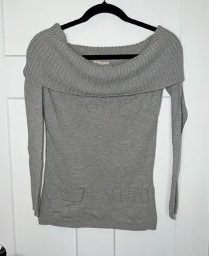 Glimmer Off the Shoulder Pocket Detail Sweater thumbnail 1