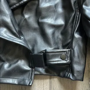 Princess Polly Black Cropped Leather Jacket thumbnail 3