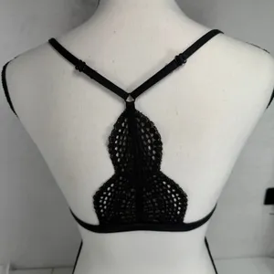 Victoria's Secret M Bralette Black Lace Racerback Front Clasp Scalloped Trim thumbnail 6