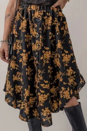 Floral Ruffle Elastic Waist Skirt thumbnail 1