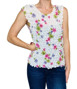 Vintage Y2K White & Pink Floral Scrunched Blouse thumbnail 1