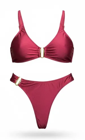 Beach Style Swimsuit Women’s Small Sexy Halter Swimwear Solid Thong Bikini thumbnail 1