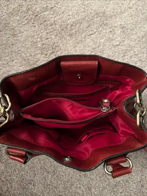 Wilson’s EUC burgundy red genuine leather purse. Satchel with crossbody option thumbnail 4