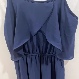 Xhilaration Navy blue ruffle chiffon maxi dress size XS thumbnail 4