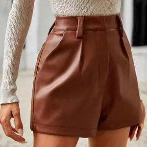 NWT PU Leather High Waisted Pleated Wide Leg Dressy Shorts - Small thumbnail 5
