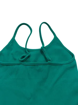 Amazon Brands Green Ribbed Racerback Romper Fitted Adjustable Small Women's thumbnail 7