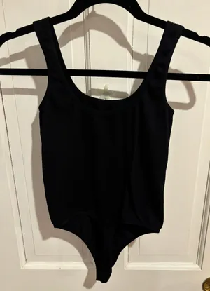 Black Ribbed Tank Bodysuit thumbnail 1