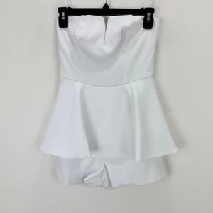 Lulus Where You Are White Strapless Romper Cute Party Bridal Vacation XS NWT thumbnail 7