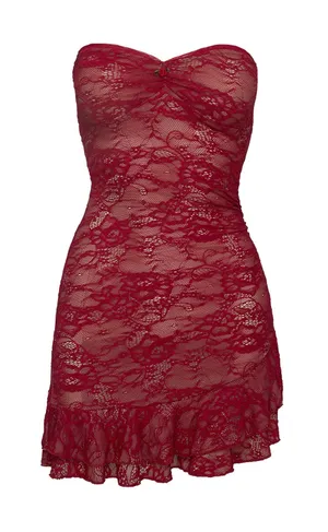 Edikted Dress Red Mini Mesh thumbnail 1