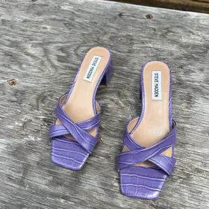 Steve Madden Women Gaia Block Heel Slide Sandals Size 6.5 Violet‎ Faux Leather thumbnail 4