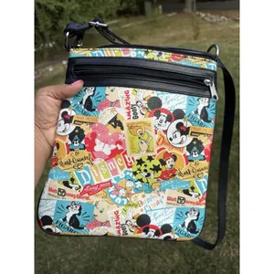Disney Parks Crossbody Bag Mickey Minnie Mouse Cartoon‎ Print Zip Shoulder Purse thumbnail 2