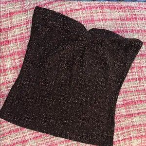 Divided Size L Gold Glitter Sweetheart Tube Top thumbnail 1