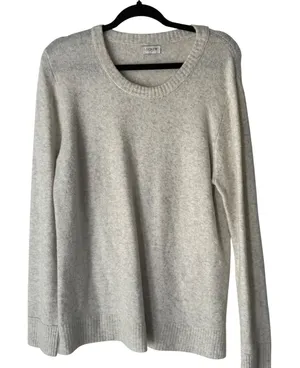 J Crew Sweater Heathered Light Gray Knit Pullover Top Minimalist Clean‎ Girl thumbnail 1