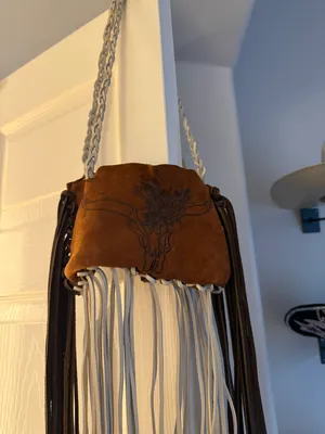 Western fringe longhorn handmade purse thumbnail 2