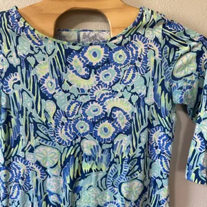Lilly Pulitzer Marlowe Dress Sand Dollar Indigo‎ Blue Pima Cotton Size Medium thumbnail 2