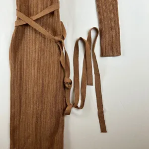 NBD Brown Ribbed Knit Stasia‎ Halter Wrap Midi Dress Small thumbnail 9