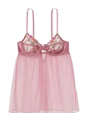 Victoria's Secret Pink Floral Embroidered Babydoll thumbnail 1