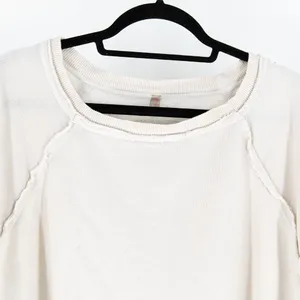 Free People One To Beat Cotton Terry Lined Oversized Off Shoulder Sweater Ivory thumbnail 2