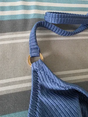 Aerie Blue Ribbed String Bikini Set XL thumbnail 5