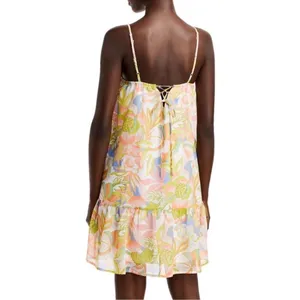 NWT AQUA Floral Mini Dress Picot Trim Pastel Print Bloomingdale’s Size Small thumbnail 3