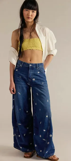 Free people Westward Embroidered Jeans thumbnail 1