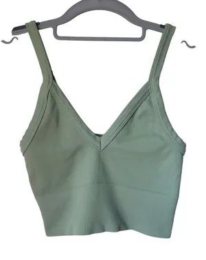 Green Ribbed Crop Top thumbnail 1