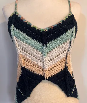 Free People Chevron Crochet Camisole - Black, Cream, Tan, Green thumbnail 1