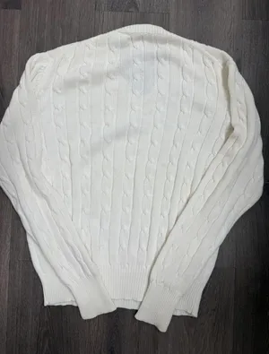 Saks Fifth Avenue Women’s Ivory Cable Knit Sweater Pullover Sz XL 100% Cotton thumbnail 6