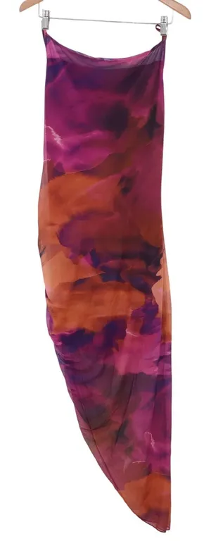 SHEIN Dress Womens XL Abstract Watercolor Purple Mesh Asymmetrical Excellent thumbnail 1