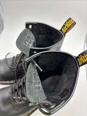 Dr. Martens Black Leather 8-Eye Lace-Up Boots with Yellow Stitching thumbnail 11
