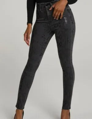 Good American Grey Snakeskin Metallic Coated High Rise Skinny Jeans NWT Grunge 0 thumbnail 1