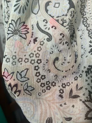 Boho Paisley Ruffle Blouse in Cream and Black thumbnail 4