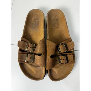 Mootsies Tootsies Sandals Womens 9 Brown Suede‎ Double Buckle Slide Cork Boho thumbnail 2