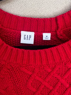 GAP Red Cable-Knit Crew Sweater thumbnail 3