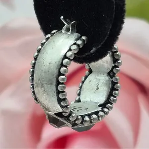 Liz Claiborne Cute Brushed Silver Tone Hoop Earrings Gemstone Accents Western thumbnail 7
