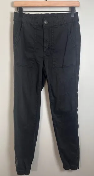 American Eagle Next Level Stretch Black Jogger Pants Ankle Zip Utility Women 8‎ thumbnail 1