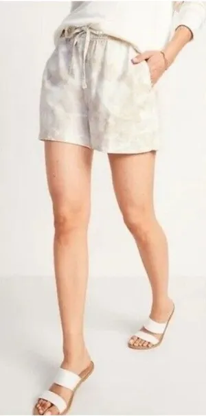 Old Navy Tie Dye Cream/White High-Waisted Printed Linen-Blend‎ Short Size M thumbnail 1