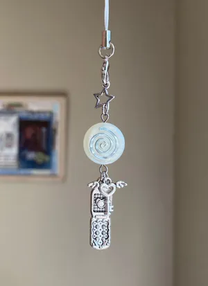 Handmade unique spiral & flip phone & Angel heart key funky y2k grunge style phone charm/bag accessory/keychain🌀⭐️ thumbnail 2