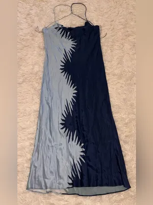 NEW Significant Other Flossie Abstract Bias-Cut Blue slip Maxi Dress sz 8 thumbnail 8