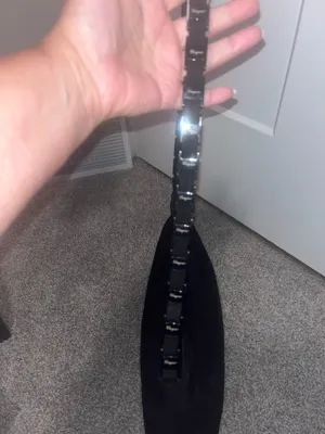 Salvatore Ferragamo Black Canvas Bag Chain Link Shoulder thumbnail 4