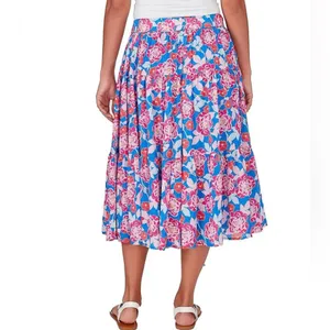 Ruby Rd. Floral Printed Yoryu Elastic Waist Midi A-Line Skirt size M thumbnail 2